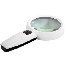 Handheld Magnifying Glass with LED Light 30X for Reading, Crafts and Inspection, White, with Bag