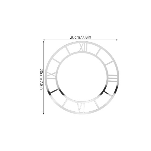 2Pcs Self-Adhesive Acrylic Clock Face Silver Roman Numeral Wall Decal 1