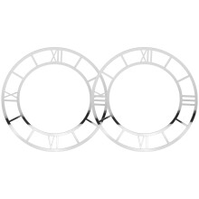 2Pcs Self-Adhesive Acrylic Clock Face Silver Roman Numeral Wall Decal