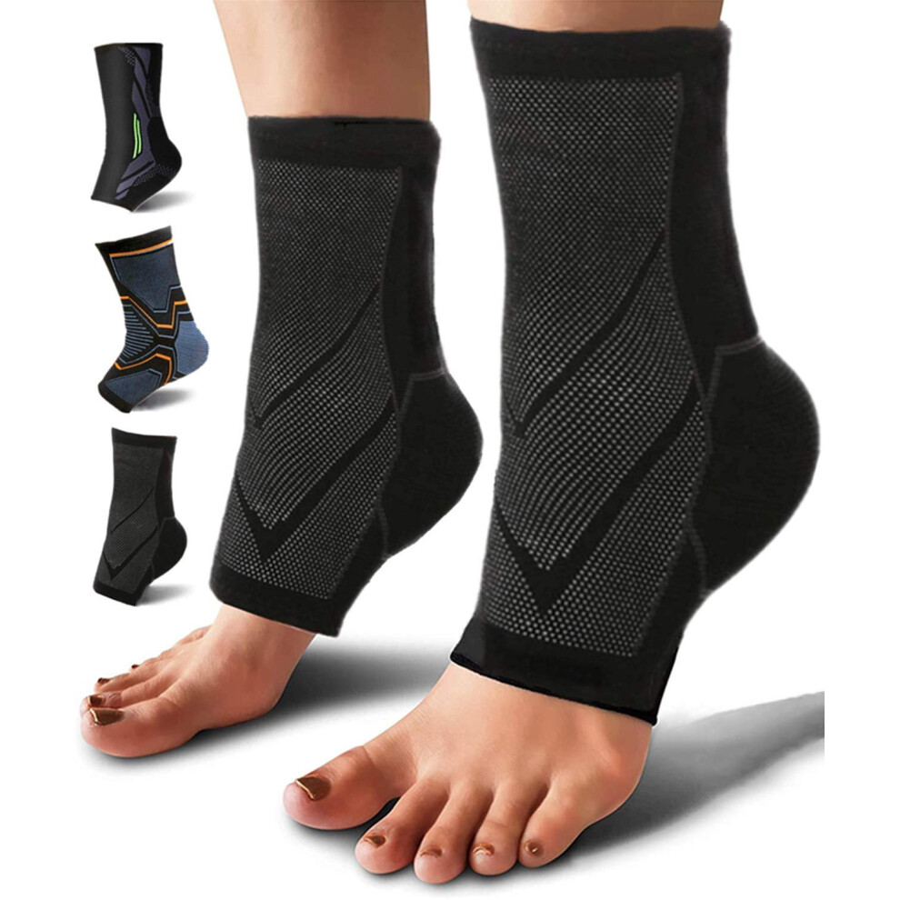 Ankle Compression Sleeve 4âWay Stretch Support for Sports and Achilles Tendon Relief, 1 Pair