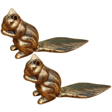 Bronze Cast Iron Door Stopper Set of 2, Industrial Squirrel Decorative Heavy Duty Anti‑Slip Wedge
