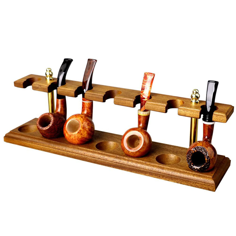 Yellow Wooden Pipe Stand For 7 Smoking Pipes, Vertical Display Rack With Stable Structure And Giftready Design