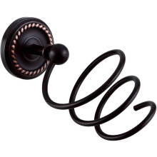 Black Vintage Copper Wall Mounted Hair Dryer Holder, Spiral Secure Design, Rust Resistant Bathroom Rack