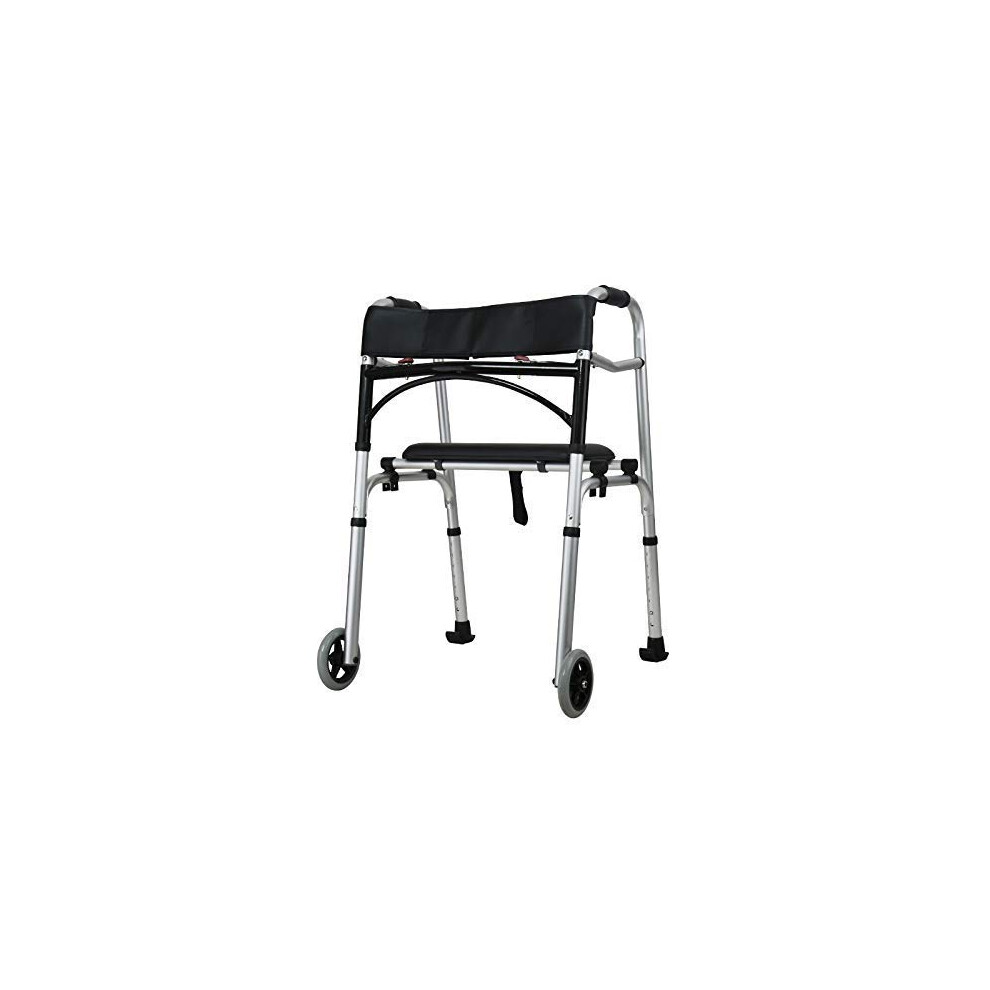 Lightweight Folding Walker with Seat and Wheels, 2.55 kg, Adjustable Height for Seniors