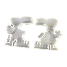 2Pcs Rabbit Eggs Flower Silicone Molds Multipurpose Silicone