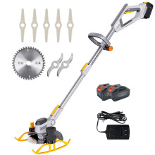 Cordless Grass Trimmer 11000RPM Speed Cutting with ThreeBlade System LCD Display 1–36cm Adjustable for Lawn and Garden