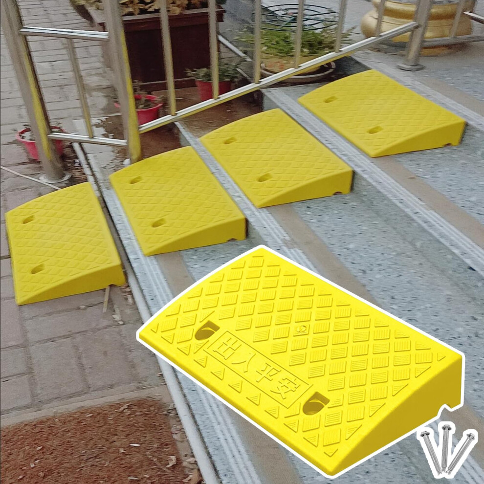 Yellow 3.5 Inch Rubber Threshold Ramp For Wheelchairs And Scooters, NonâSlip Doorway Entry Ramp, Durable Outdoor Use