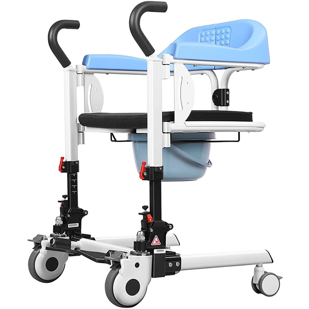 Patient Lift Chair with Easy Transfer System, Removable Cushion and Commode, Home Care Wheelchair for Elderly