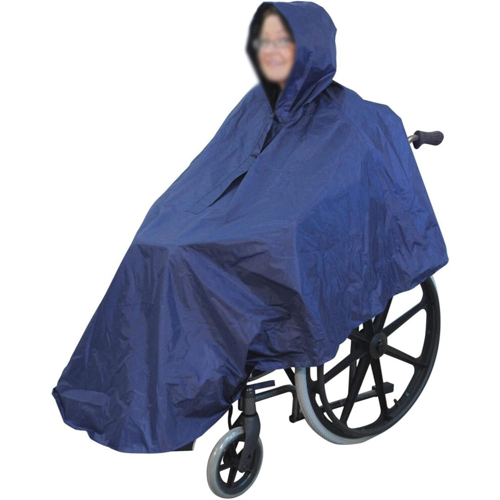 Waterproof Wheelchair Poncho with Hood for Adults, Windproof Rain Cape with Reflective Strips