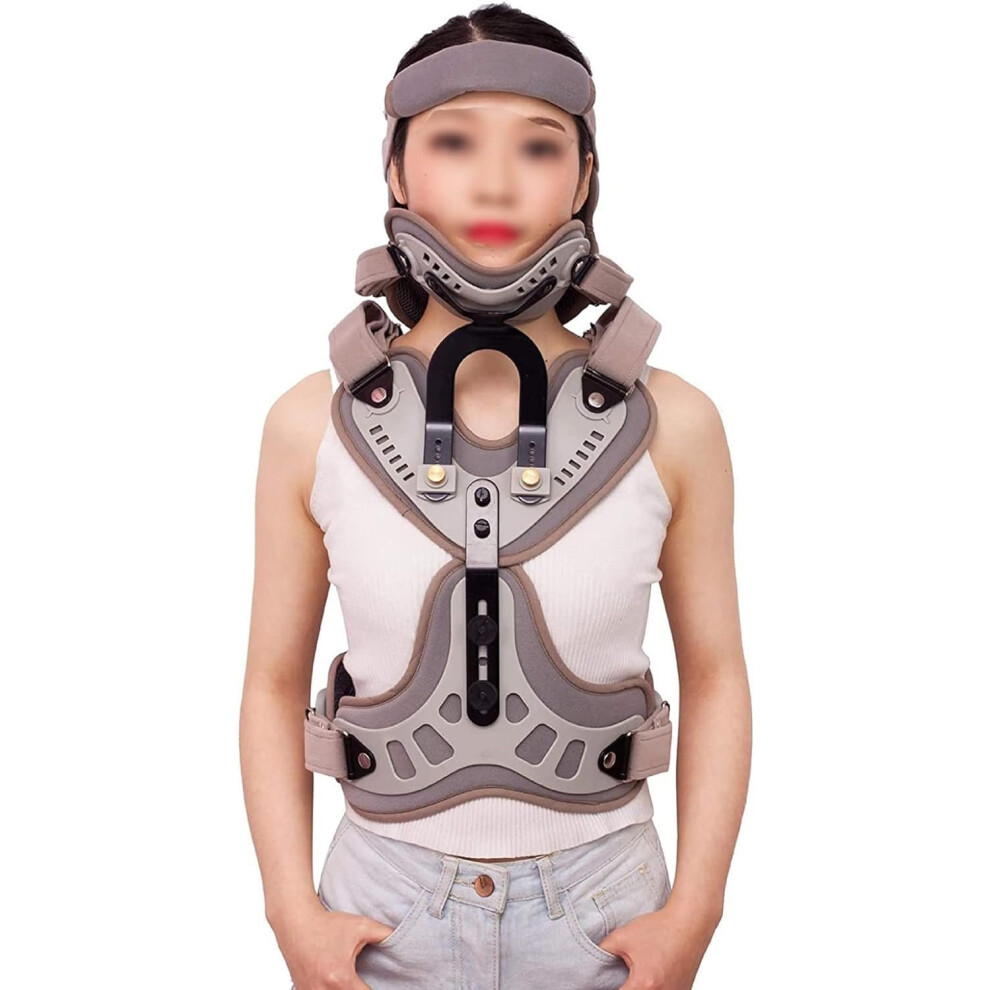 Adjustable Cervical Thoracic Orthosis Neck and Back Brace for Posture Correction and Spine Rehabilitation