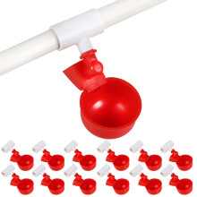 12 Pack Automatic Chicken Waterer Cups with PVC Tubes, Reusable Poultry Water Feeder Kit for Coop and Farm Use