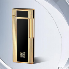 UltraThin Metal Butane Lighter with Side Sliding Wheel Soft Flame, Compact Gift for Candle Camping (Black 1)