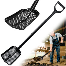 Heavy Duty Metal Sifting Shovel with Adjustable Handle 26'48' DGrip Sand Scoop for Beach, Farm and Garden