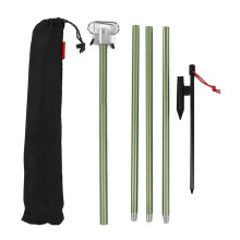 Adjustable Aluminum Camping Lantern Stand with Dual Hooks, Folding Lightweight Pole and Storage Bag (Green)