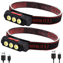Rechargeable LED Headlamp Set 2PCS Waterproof IPX4 Adjustable Beam with Five Modes for Camping Hiking Running