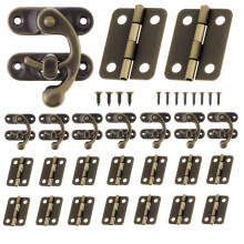 Antique Jewelry Box Hardware Set Vintage Bronze Hinges and Latch Kit for Decorative Small Cabinet