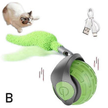 (Green) Smart Cat Toy Ball Usb Automatic Moving Bouncing Ball Puppy Cat Entertainment Toys Electronic Dog Toy Ball Pet Interactive