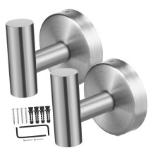2pcs Stainless Steel Wall Mounted Towel Hooks, Heavy Duty Bathroom and Kitchen Robe Hooks