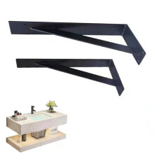 2 Pack Heavy Duty Shelf Brackets Wall Mounted Floating Design Black Metal Triangle Supports with Screws