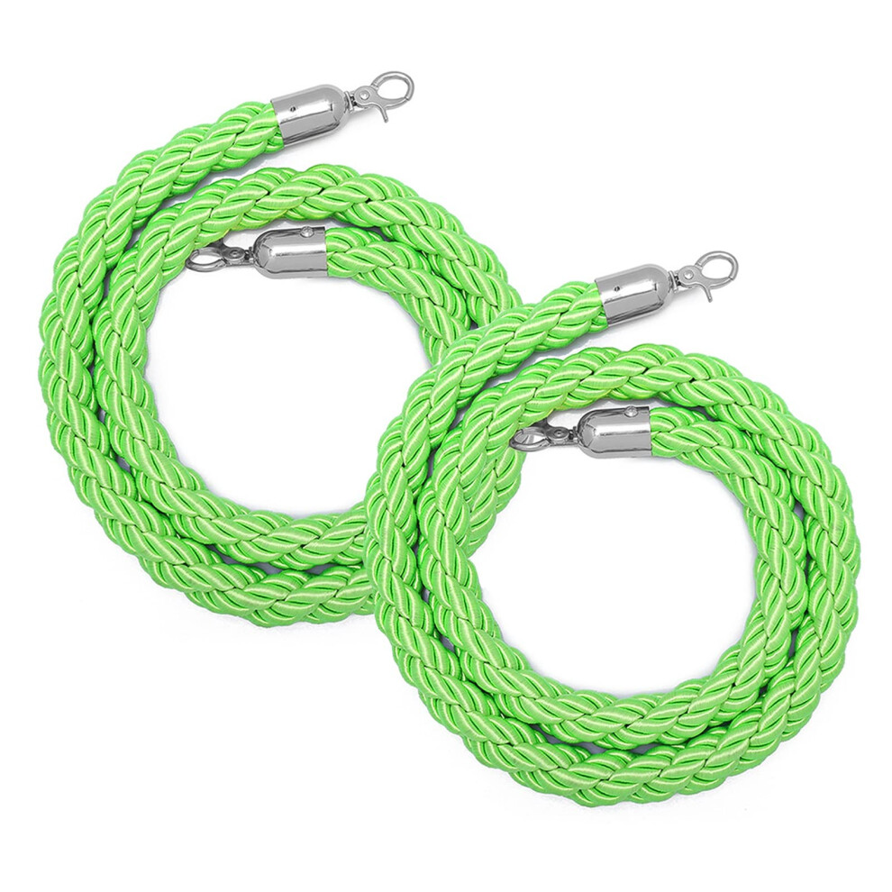 Stanchion Rope With Elegant Golden Hooks, 9Ft Green Braided Crowd Control Rope For Events And Venues 9073542081760