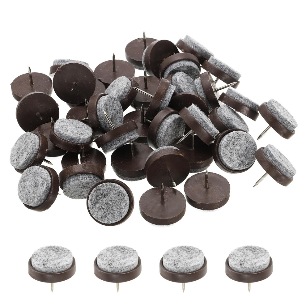 28Mm Brown Nailon Furniture Felt Pads 40Pcs Floor Protectors For Wooden Chair And Table Legs 9330225412557