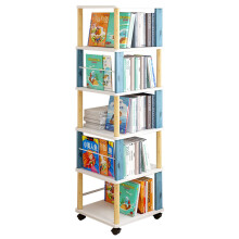 Rotating Bookshelf 360 Degree Bookcase with Large Capacity Storage, SpaceSaving Modern Blue Shelf for Home Office