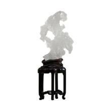 Modern Home Decor Statue Taihu Stone Style Minimalist Resin and Wood Sculpture for Living Room Table