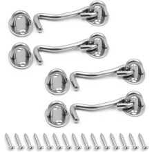 3' Stainless Steel Cabin Hook and Eye Latch Set for Doors and Gates, Rust Resistant, 4Pcs