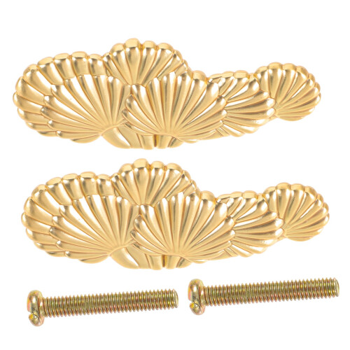 2pcs Pine Leaf Cabinet Pull Handles Durable Metal Drawer Knobs for Dresser Wardrobe Easy to Install