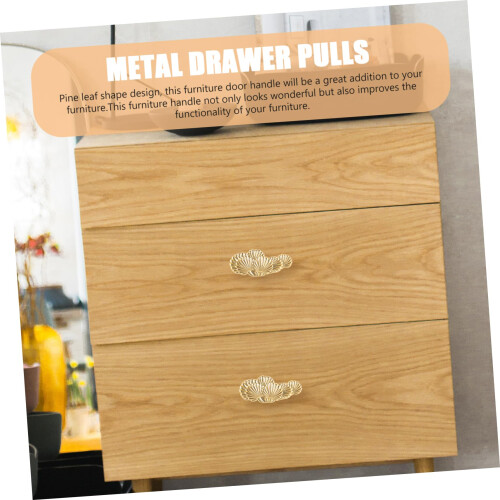 2pcs Pine Leaf Cabinet Pull Handles Durable Metal Drawer Knobs for Dresser Wardrobe Easy to Install 2