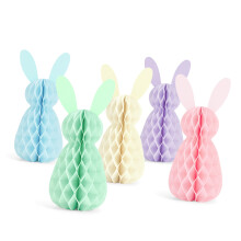 Décoration colorée en forme de lièvre de pâques, 5 pièces, nid