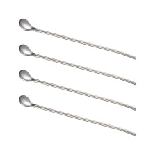 Stainless Steel Long Handle Straw Spoon 4 Piece Multifunctional