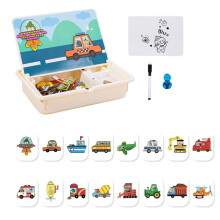 Toddler Magnetic Puzzle Learning Toy with Storage Box, Interactive Educational Travel Game for Preschool Kids Ages 3+ Color C