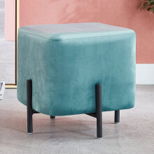 Adjustable Round Ottoman Footstool with Comfortable Sponge Cushion, Modern Upholstered Stool for Living Room Bedroom