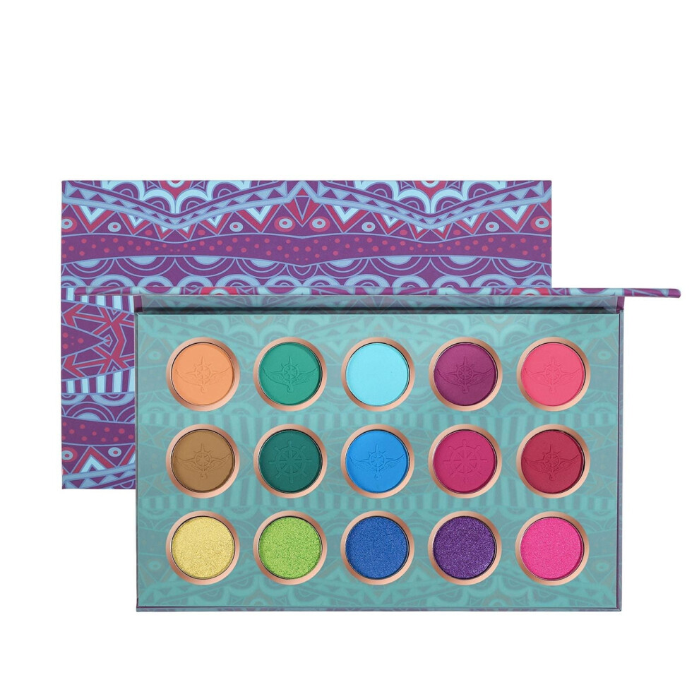 Blue,Cream 15 Color Nude Eyeshadow Palette Longwear Waterproof Blendable Matte Shimmer Shades Sky Blue