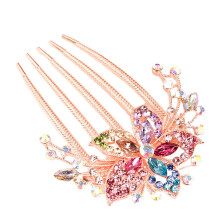 Elegant Crystal Flower Bridal Hair Comb, Rhinestone Wedding Hair Accessory for Brides and Bridesmaids