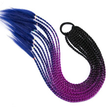 Colored Braided Ponytail Hair Extension for Women, Gradient Long Synthetic Wig with Comfortable Secure Hold