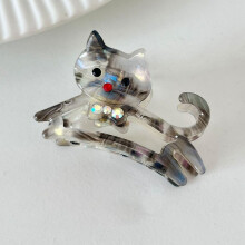 Cat Hair Claw Clip Rhinestone Acetate Strong Hold Cute Cat Silhouette for Women Thick Thin Hair