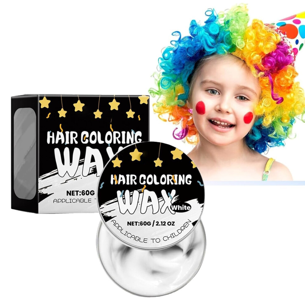 White Temporary Hair Color Wax 60G, Instant Color And Styling, Washable Hair Dye For Kids Adults Cosplay