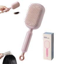 Retractable Self Cleaning Hair Brush with One Pull Detangling, Anti Static Massage Cushion for All Hair Types Pink