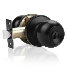 Black Door Knob with Lock and Key, Front Entry Door Lock Set for Home, Single Pack