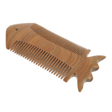 Sandalwood Hair Comb Fish Shape AntiStatic Detangling Wooden Scalp Massage Comb for Hair and Beard