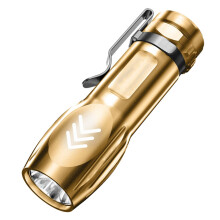 Mini LED Flashlight Rechargeable USB, Brightness IP64 Waterproof Pocket Torch for Camping Outdoor Golden