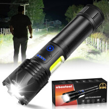 Super Bright Rechargeable Flashlight 250000 Lumens, Lumens Tactical LED Torch with COB Side Light, IPX6 Waterproof for Camping and Emergencies