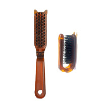 Folding Hair Brush with Boar and Nylon Bristles, Compact Travel Detangling Comb for All Hair Types