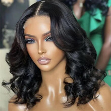 12 Inch Short Bob Brazilian Body Wave Lace Front Wig 200 Density Pre Plucked Natural Hairline Human Hair