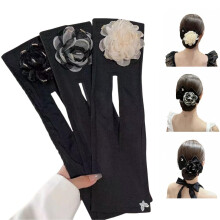 Flower Hair Bun Maker with Soft Wire Structure, Large Fabric Flower Clip Set for Quick Bun Styling 3PCS