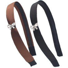 2Pcs Sparkly Rhinestone Bow Headbands for Women, Elegant Satin Finish Thin Metal Hair Hoops Set