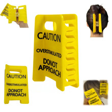 Funny Overstimulated Caution Sign Hair Claw Clip for Women, Yellow Secure Grip Design, Bold Gift 1pc