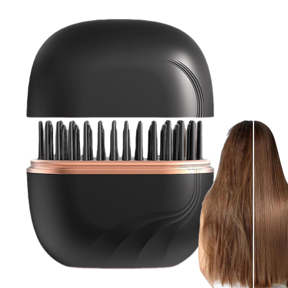 Hair Straightening Brush Mini Hair Straightener 30s Fast Heating 3Level Heat Control AntiFrizz Travel Comb